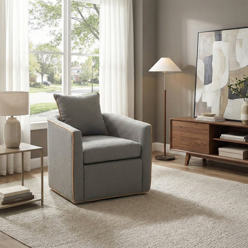 Fauteuil pivotant rembourré Fauteuil club, Gris clair