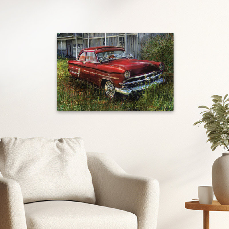 À vendre - Art contemporain de voiture rouge à vendre, H 24 po x l 16 po