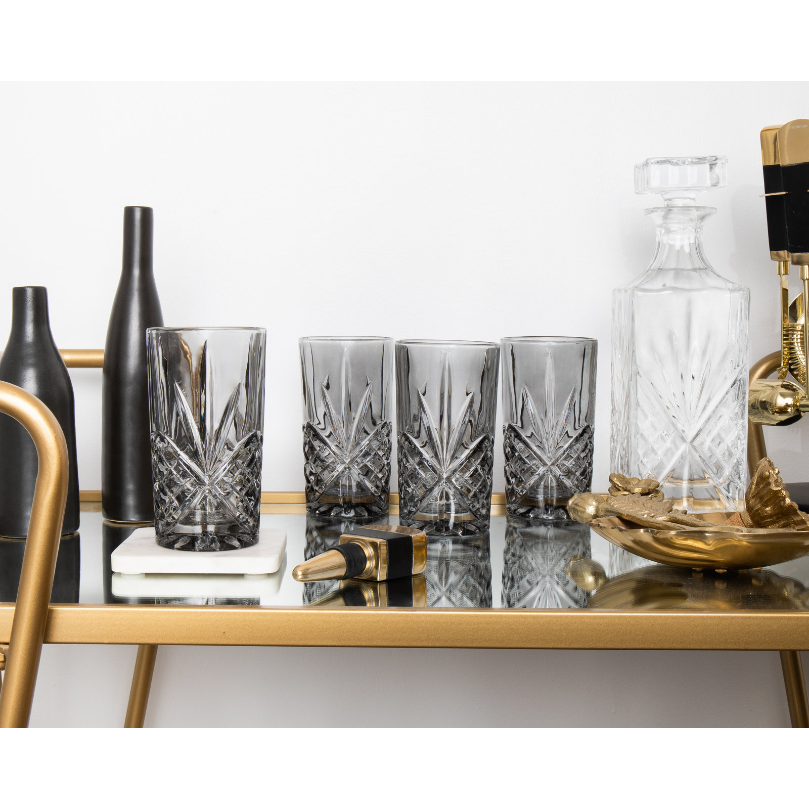 Dublin Crystal Highball Glass, Gray