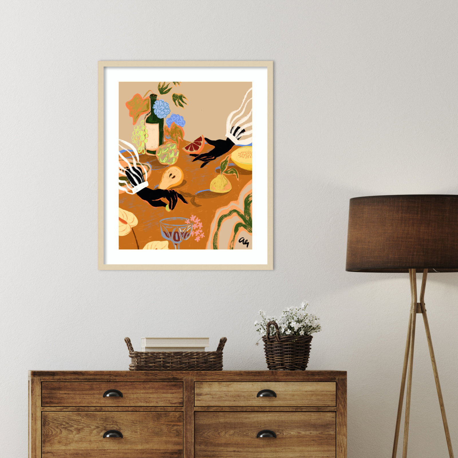 Oberon "Handful of Love (Fruit)" Print, 33" H x 28" W, Brown