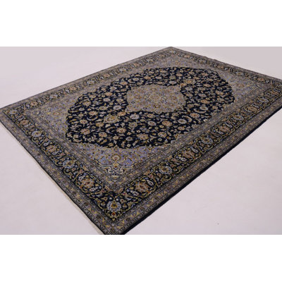 One-of-a-Kind Sauve Traditional Classic Oriental Hand-Knotted 9'9" x 13'1" Wool Red/Navy Blue/Gray Area Rug