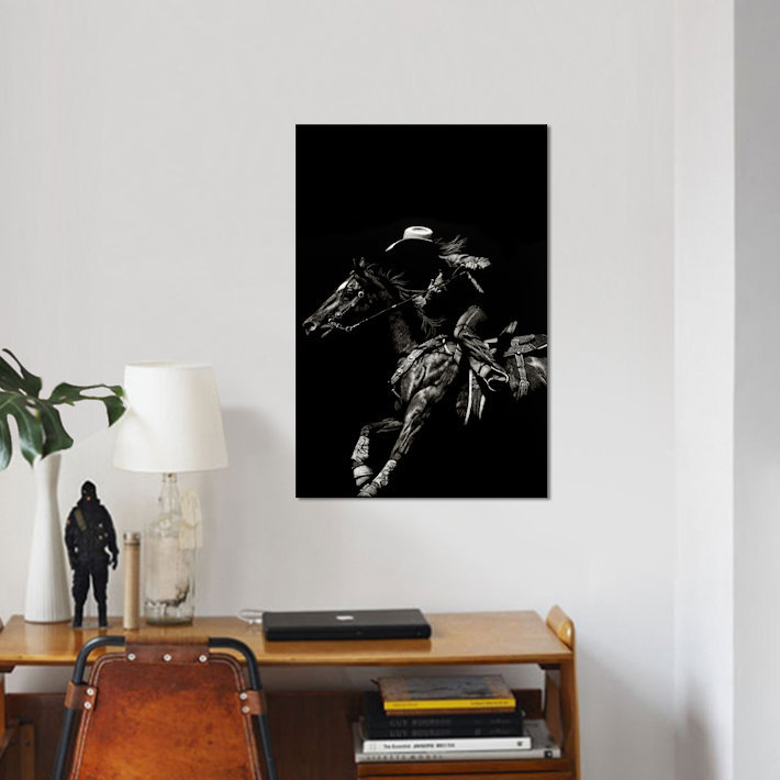 « scratching rodeo i », impression sur toile, H 40 po x l 26 po x P 1,5 po, Pas de tapis, Toile tendue