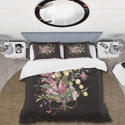 Black/Pink/Yellow Microfiber Duvet Cover Set