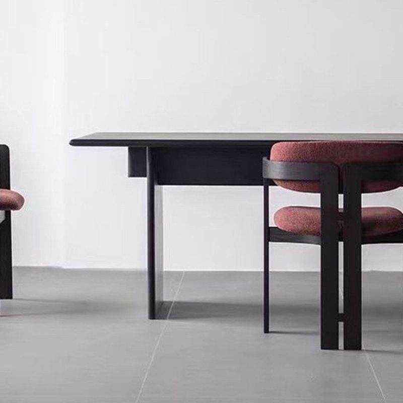 Table de salle à manger en bois de frêne massif avec bord biseauté mince, Noir, H 29,5 po x L 78,7 po x l 31,4 po