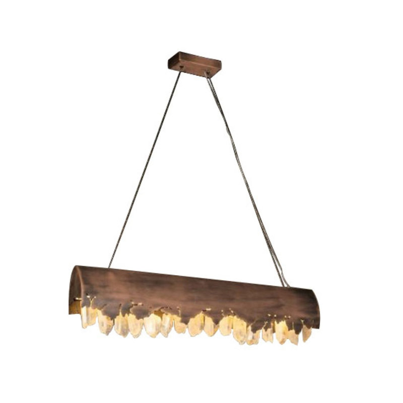 Lustre suspendu Light Kritallos, H 60 po x l 24 po x P 24 po, Or antique, Ambre
