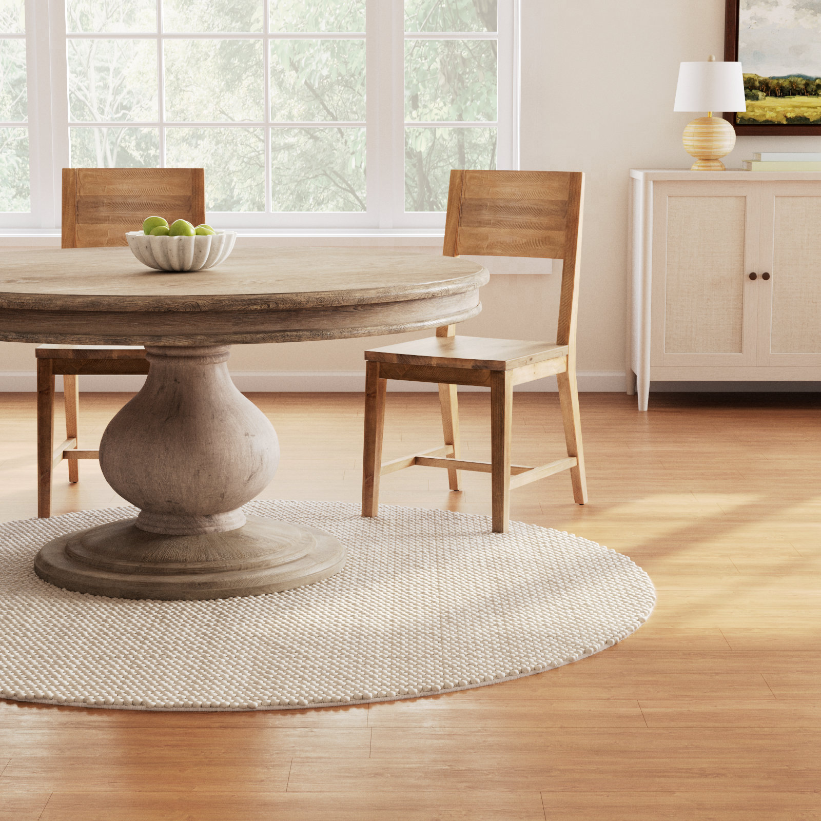 Elle Handmade Ivory Rug, Round 6'