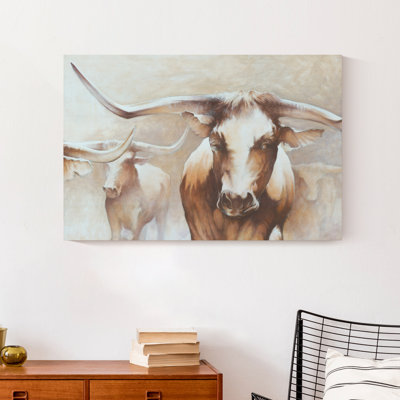Warm Longhorn - Reproduction d'art sur toile sans cadre
