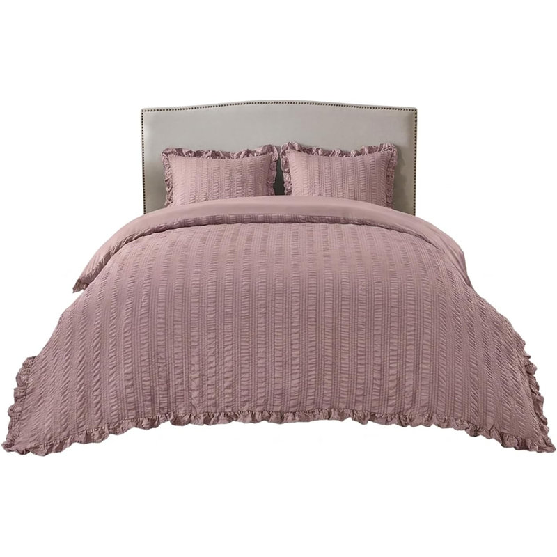 Polyester Duvet Cover Set, King Duvet Cover + 2 Standard Pillowcases, BLUSH PINK