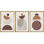 «Mid Century Modern Boho Brown Pastel Geometric Polygons», 3 pièces, reproduction d'art sur toile-70252506-70252507