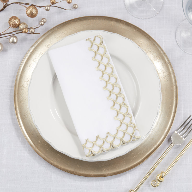 Odelia Collection Polyester No Pattern Rectangle Napkin, Gold
