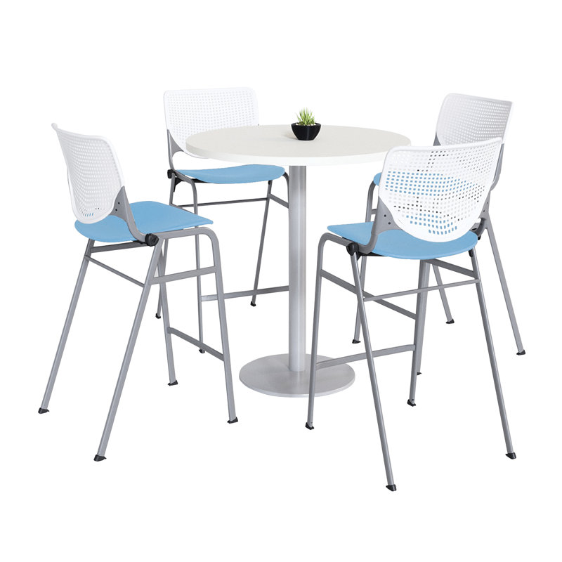 Mode - KOOL Ensembles de table ronde et de chaises pour salle de pause, H 41 po x L 42 po x l 42 po, Bourgogne, Blanc