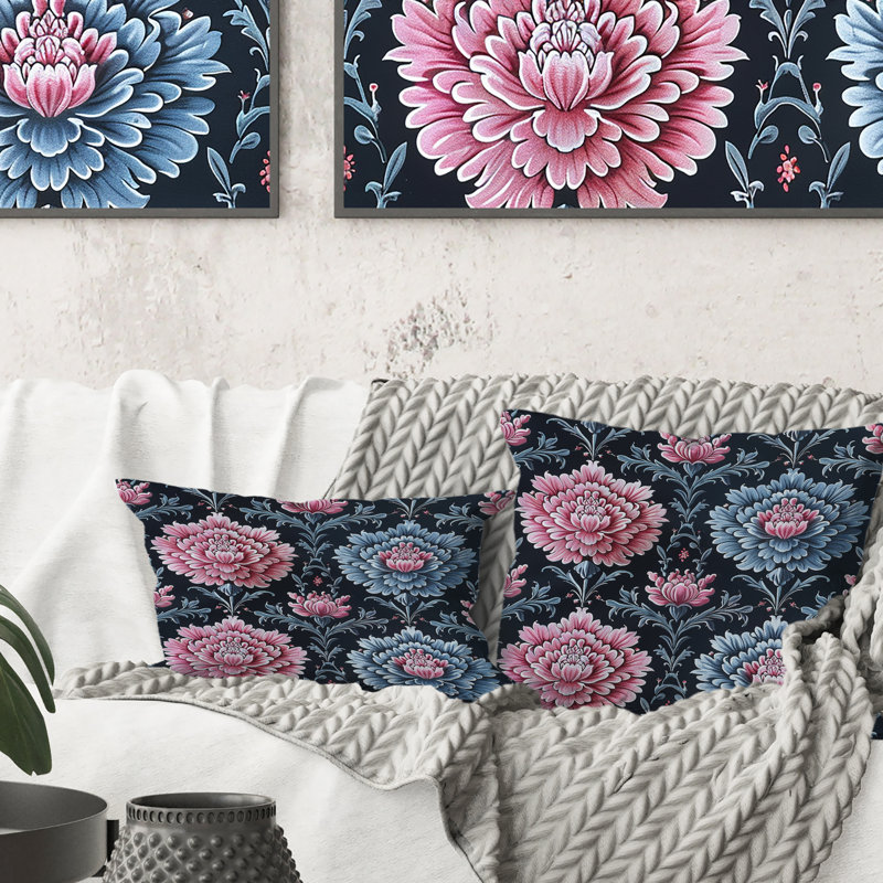 Coussins décoratifs modernes - rose et bleu, H 16 po x l 16 po