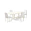 Ensemble de table de salle à manger 9 pièces moderne comprenant une table ovale en bois avec feuille papillon et 8 chaises Parson en similicuir blanc, lin blanc-415371471-486074189-486074178
