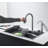 Flying Rain Stainles Steel Watefall Kitchen Sink with Pull Down Faucet 29.52inch
