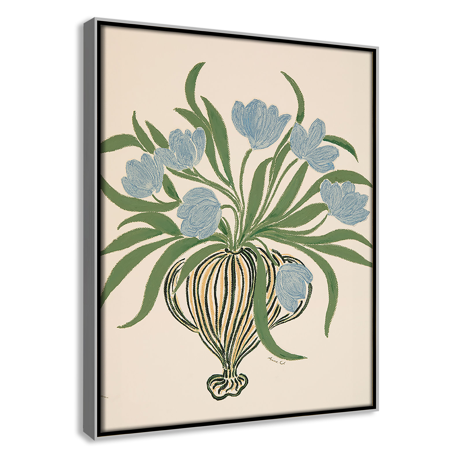Colette "La Poire Blue Tulips" Print, Silver, 15.5" H x 12.5" W