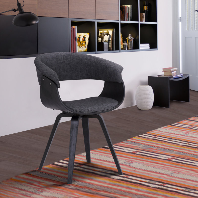 48.26cm H Polyester Upholstered Armchair, Charcoal, Black