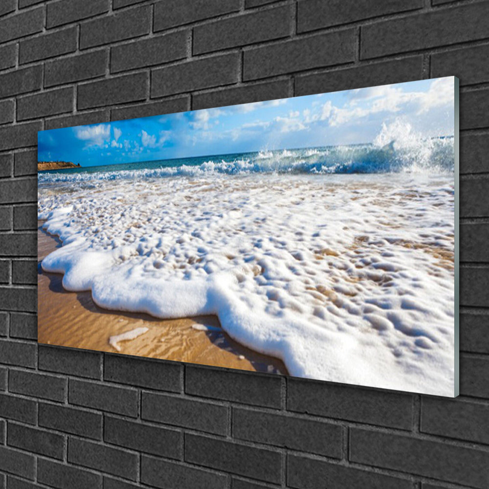 Glasbild Strand Klippe Meer Sand Natur