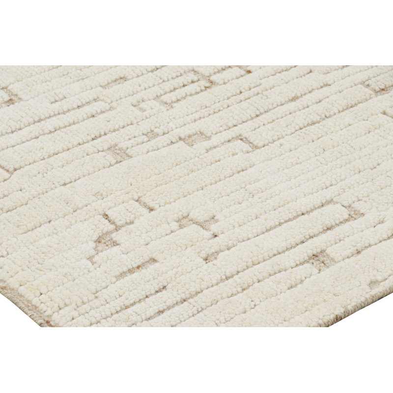 Hand Knotted Wool Geometric Area Rug, Rectangle 10' x 14'