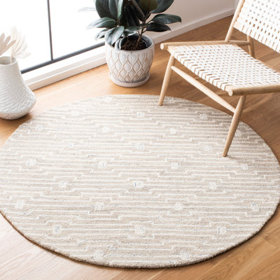 Tapis en laine / coton touffeté à la main gris clair / ivoire Damaa