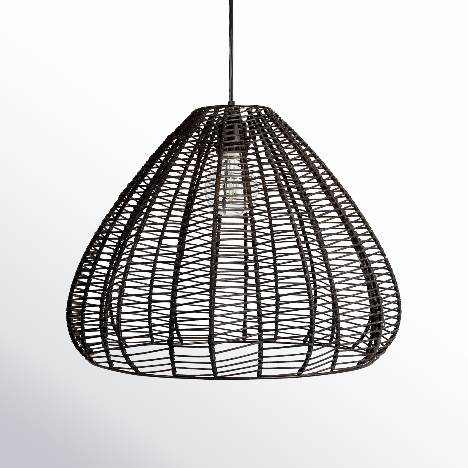 Venus Single Light Rattan Pendant, Black, Black