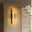 Ensemble de 2 appliques murales linéaires modernes à DEL intégrées en albâtre naturel, noir mat-129434535-129434537