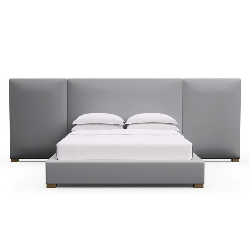 Prospect Upholstered Bed, Plush Velvet Pumice, Ebony, California King