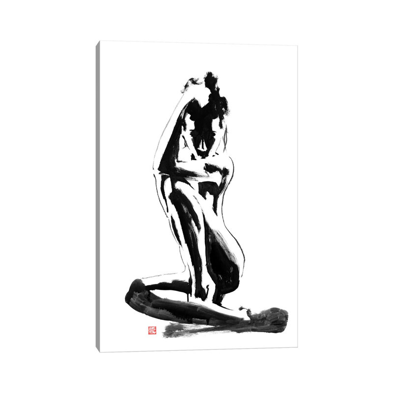 «Modest» par Péchane - impression d'art graphique, Toile tendue, H 26 po x l 18 po x 1,5 po, Pas de tapis