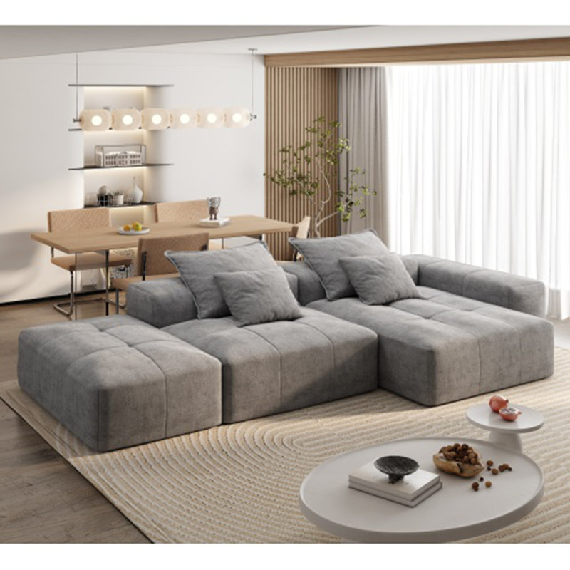 Canapé modulaire surdimensionné moderne avec repose-pieds, Gris