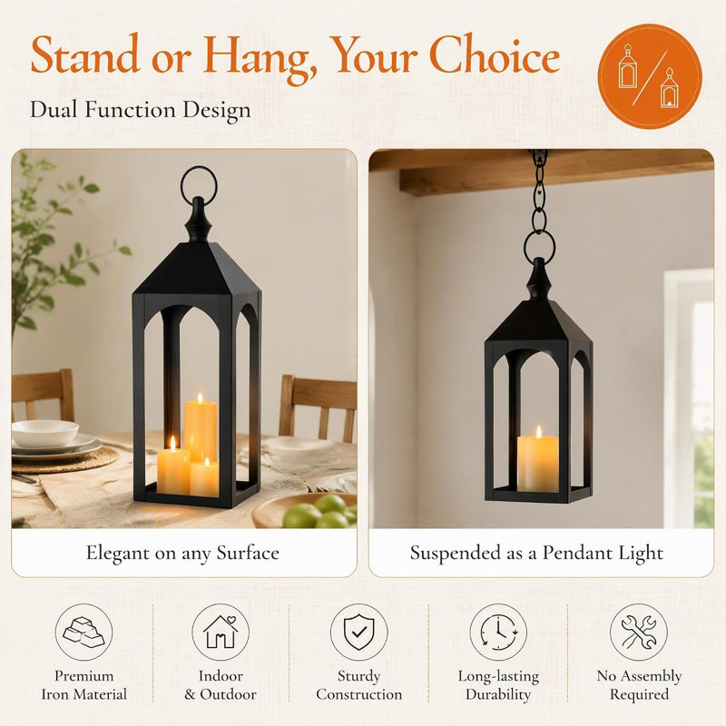 2 Pack Modern Candle Holder Hanging Candle Lanterns 