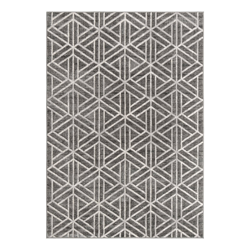 Tapis gris foncé / gris Quercioli, Rectangle 7 pi 1 po x 10 pi