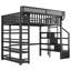 Lit mezzanine double avec rangement, structure en métal, chambre d'enfant moderne et peu encombrante