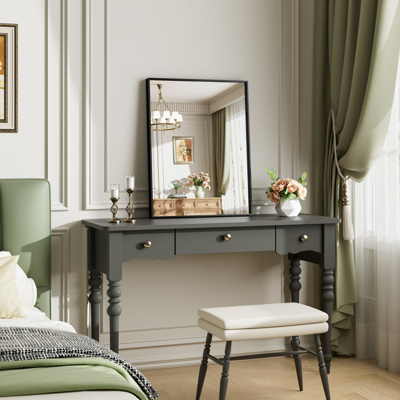 Matte Black Aluminum Alloy Framed Bathroom Vanity Mirror with HD Tempered Glass Ideal for Bathroom, Entryway, Living Room