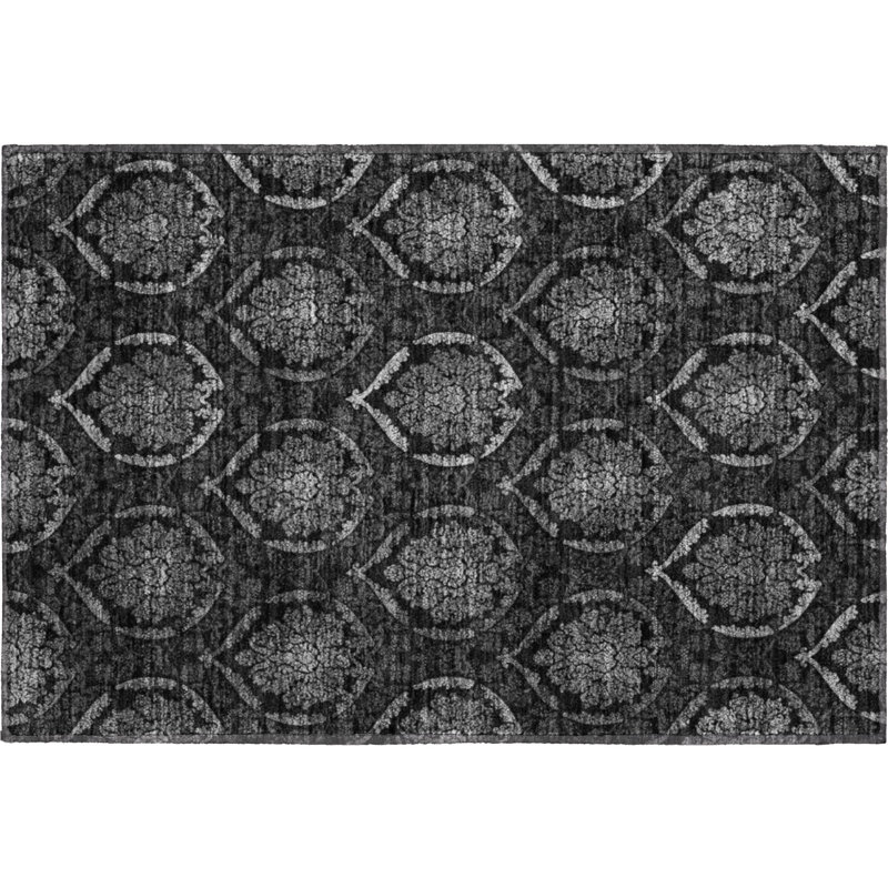 Premium Machine Washable Prisco Gray Rug, Rectangle 1'8" x 2'6"