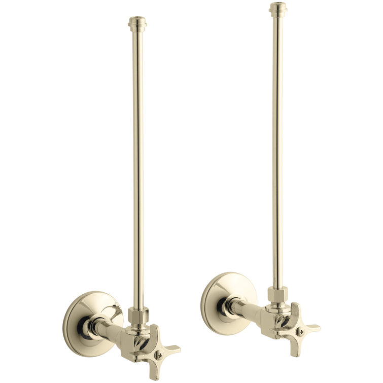 Pair Npt Angle Supplies with Stop, Cross Handle and Annealed Vertical Tube
