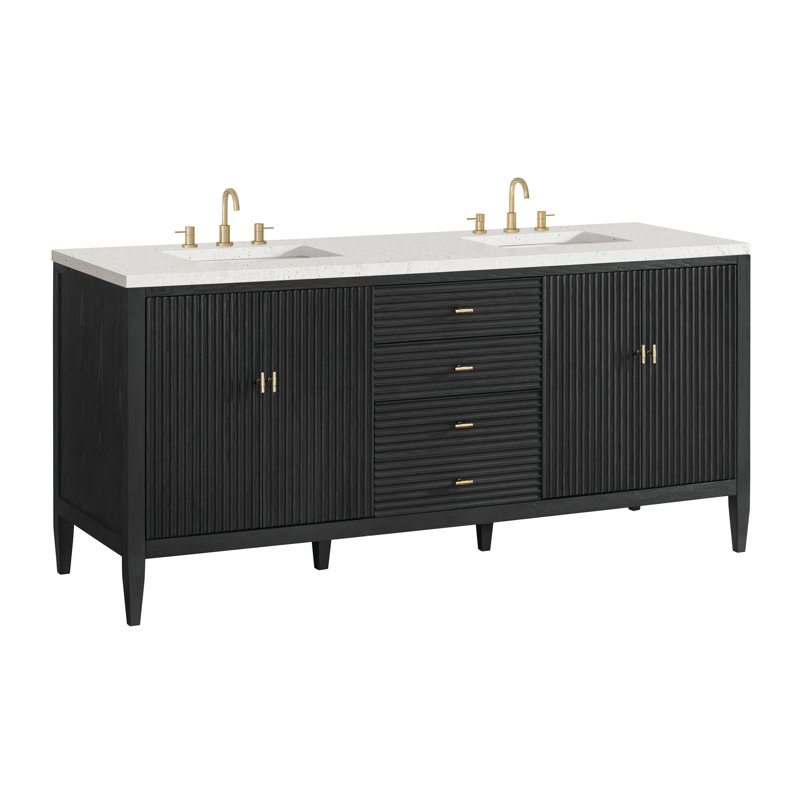 Myrrin 72'' W Double Vanity, Lime Delight Silestone, 8" Widespread, Carbon Oak