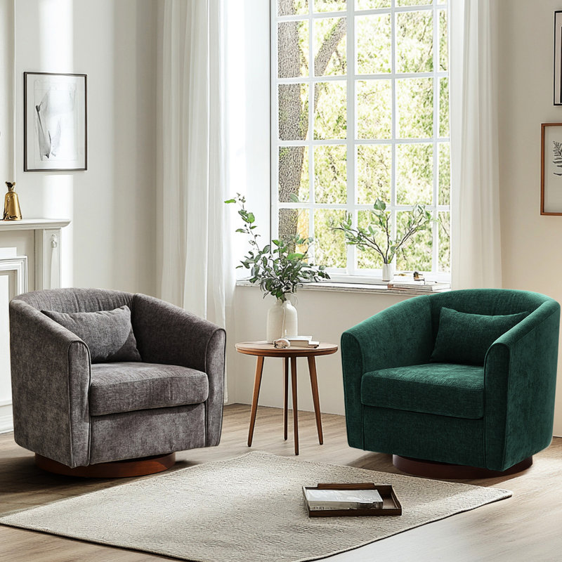 Chaise en chenille pour espace de vie - Pivotement pivotant à 360 degrés en bois
