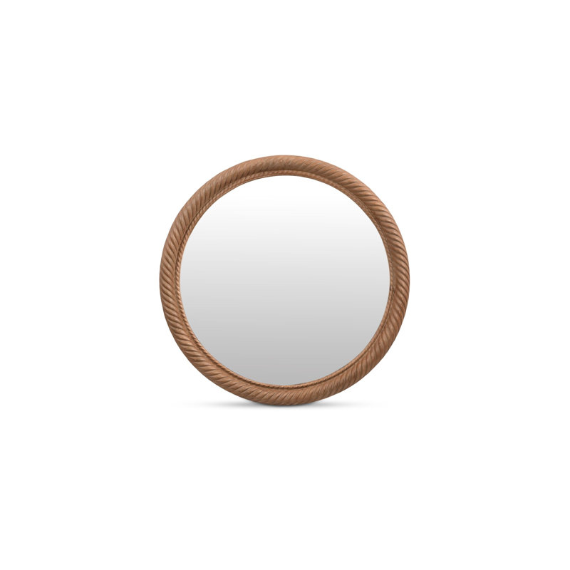 Delphine Round Solid Wood Wall Mirror, Large