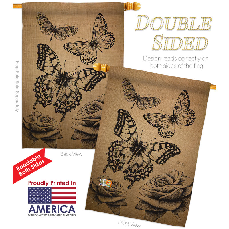 Ensemble de drapeaux 2 faces 40 x 28 papillons