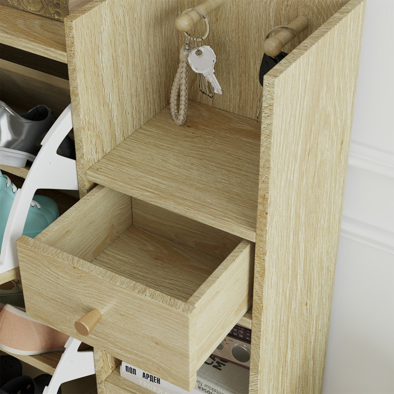 Armoire à chaussures de style bohémien, Bois naturel
