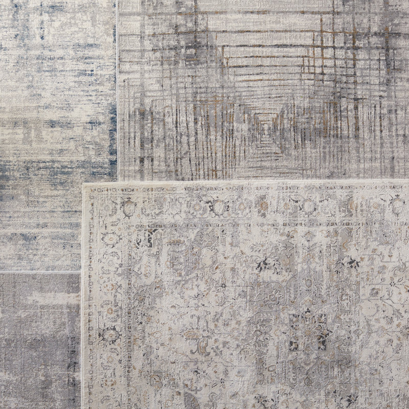 Tapis abstrait gris, Tapis de couloir 3 pi x 8 pi