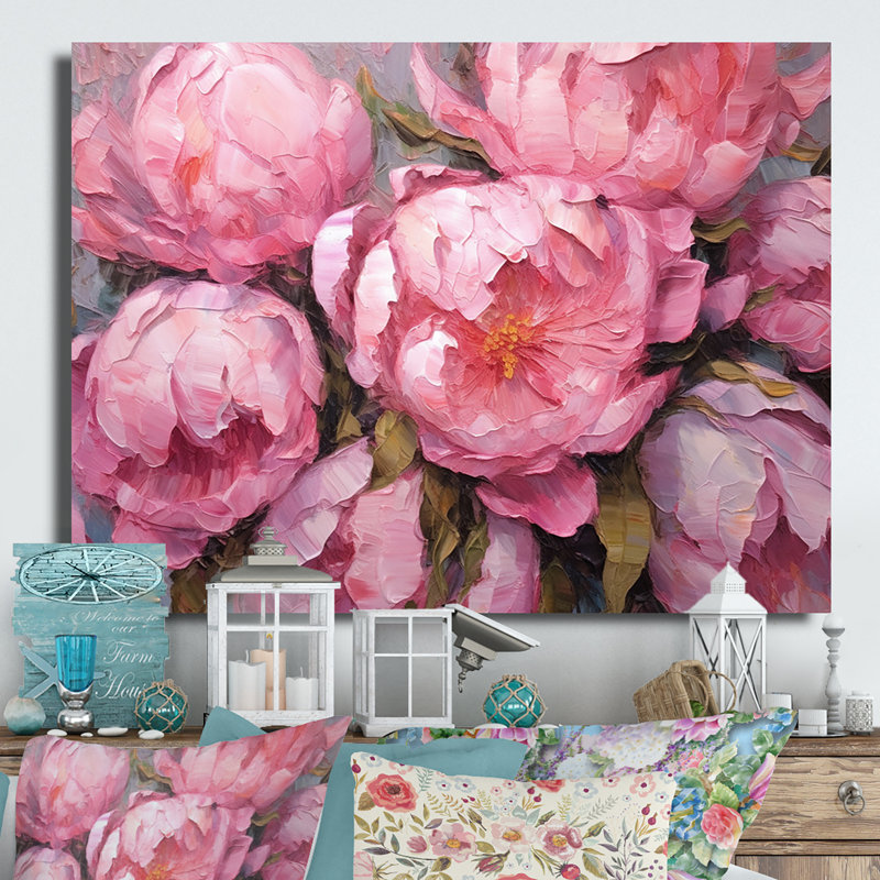 Pink Peony Perfection I - Floral Metal Wall Decor, 12" H x 20" W