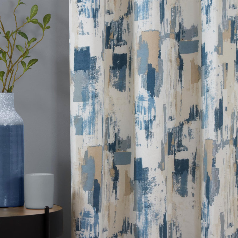 Cotton Blend Room Darkening Curtain Panel Pair, Cobalt, 46x90"