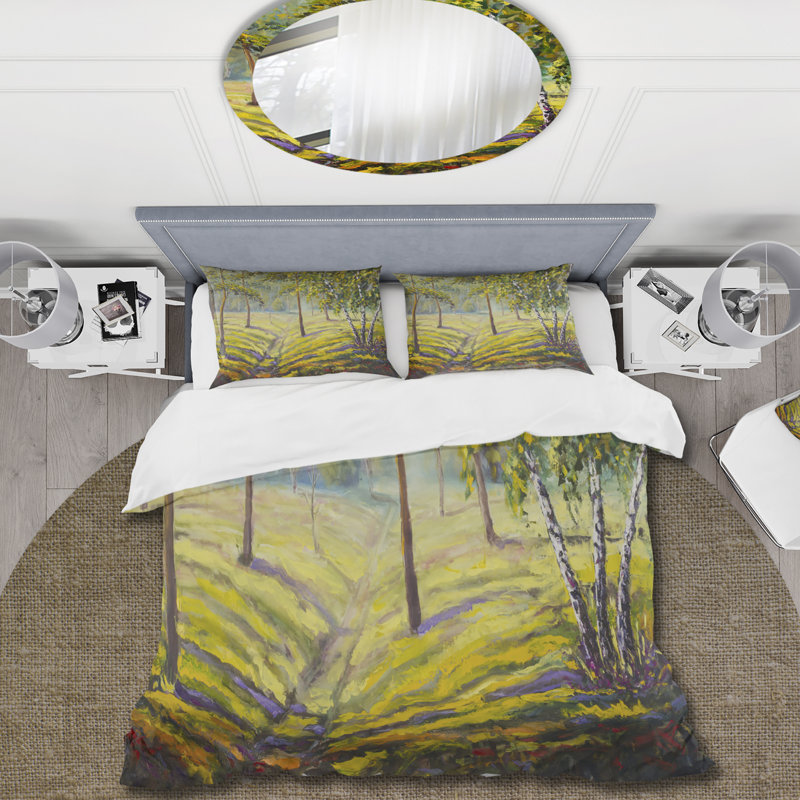 Ensemble de housse de couette Traditional Pine Trees and Bushes In The Forest II - Microfibre de polyester