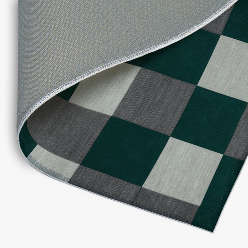 Tapis d'intérieur et d'extérieur à carreaux vert