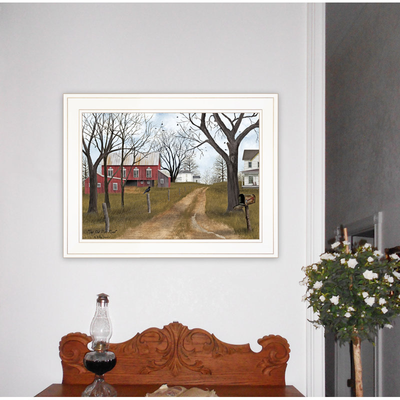 "The Old Dirt Road" par Billy Jacobs, reproduction d’art sur papier encadrée, Cadre blanc