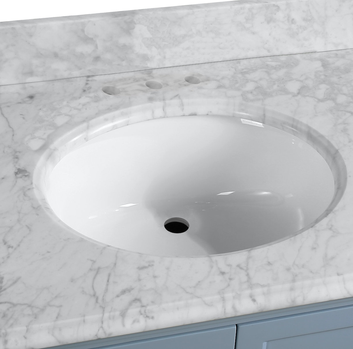 Hampton 30'' Single Bathroom Vanity, Carrara Marble, Powder Blue