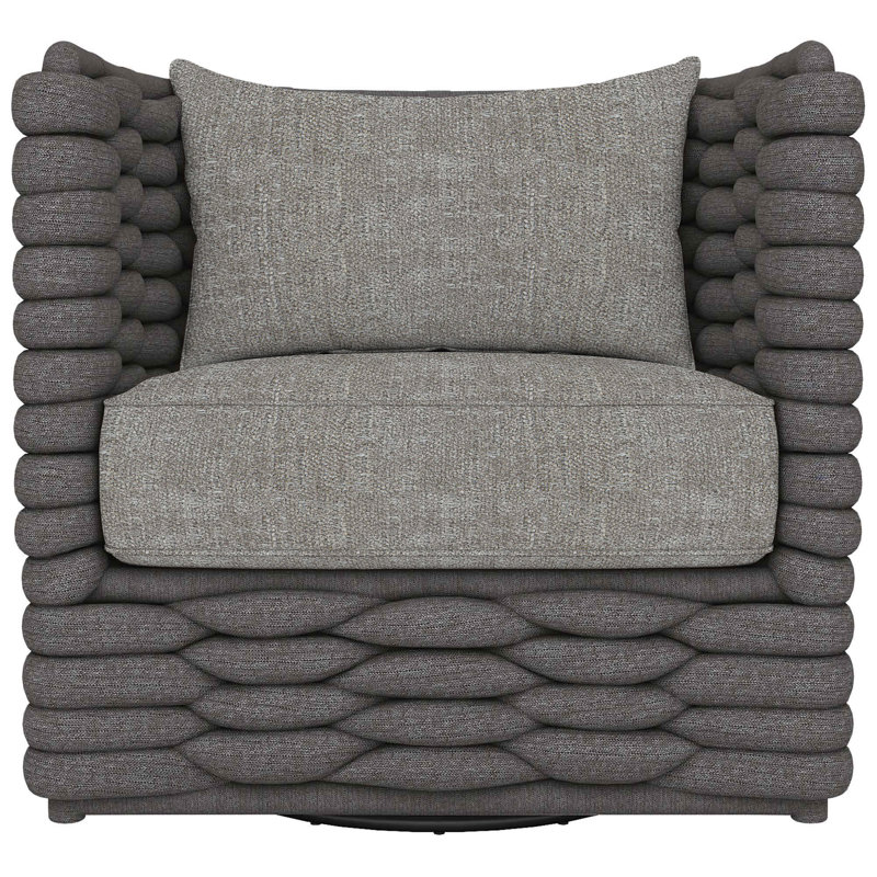 Wailea Swivel Patio Chair with Cushions, Grey Chenille 6028-021, Cadet Gray