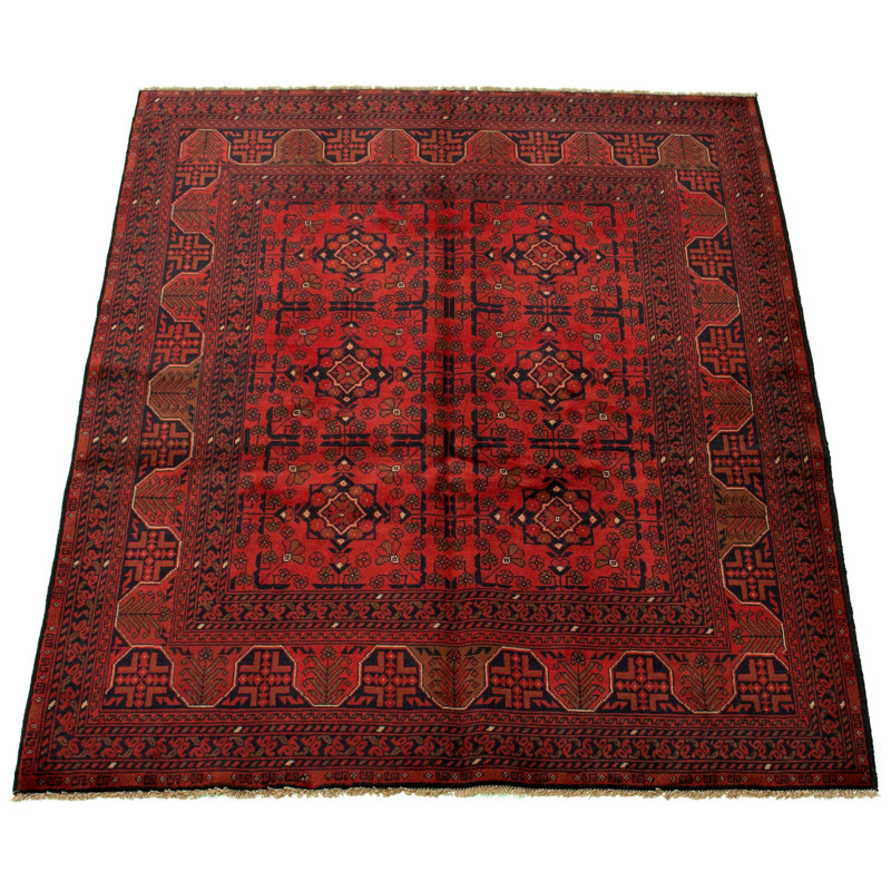 Tapis décoratif en laine noué à la main de conception unique 5 pi 2 po x 6 pi 5 po Desyree New Age