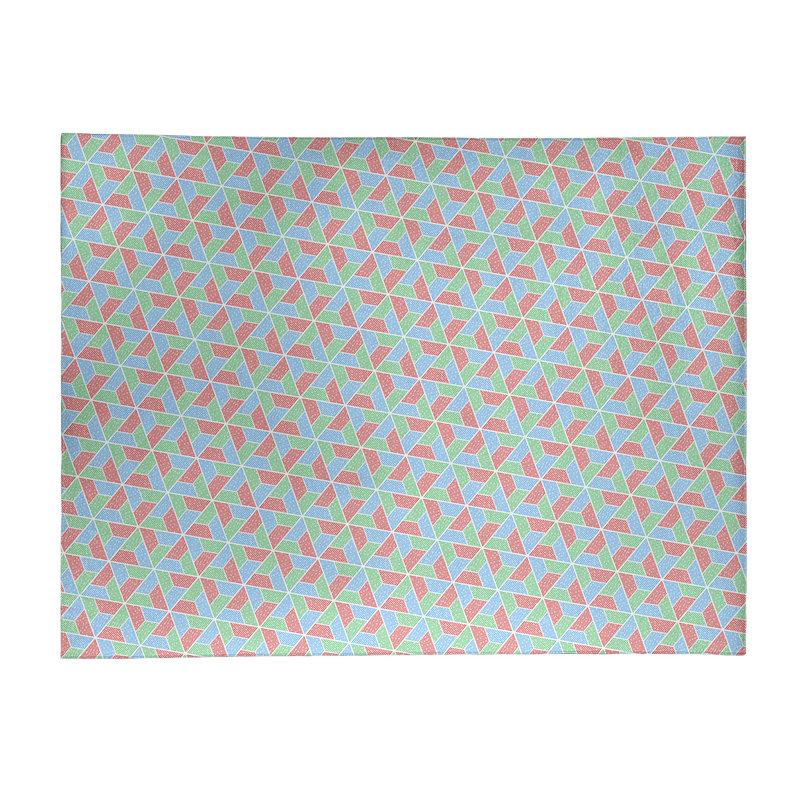 Tapis de fond bleu clair/bleu clair/mer de couleur verte trapézoïdals, Rectangle 2 pi x 3 pi
