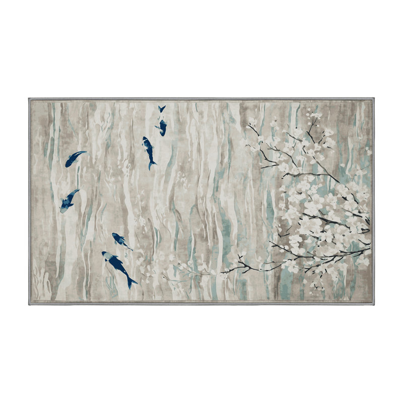Machine Washable Gray Area Rug, Rectangle 8' x 10'